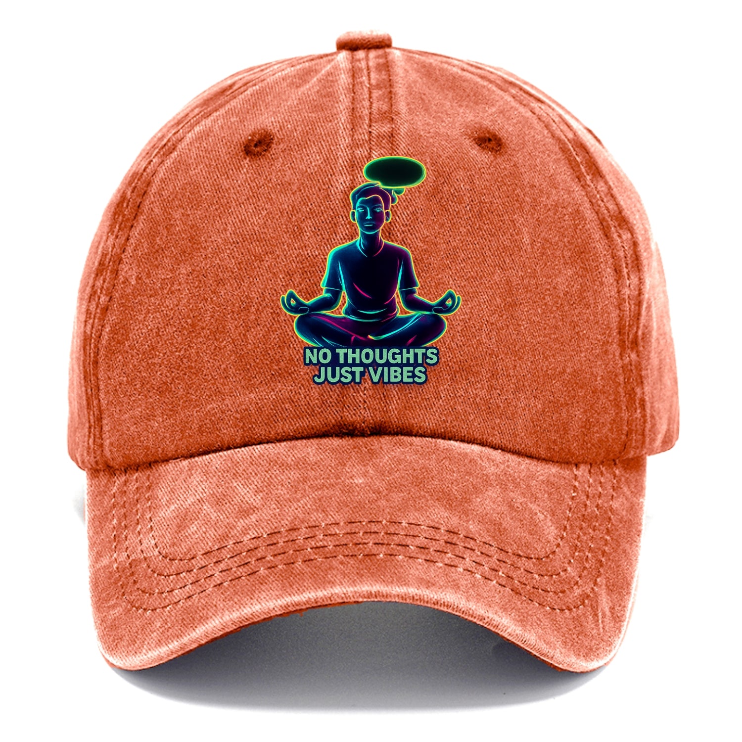 Peaceful floating figure with empty thought bubble - "no thoughts just vibes" zen - Classic Cap - Terracotta Clay(Orange)