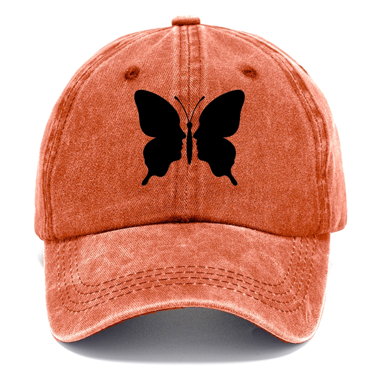 Butterfly wings - negative space reveals hidden faces or patterns - Classic Cap - Terracotta Clay(Orange)