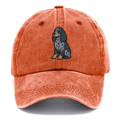 English Cocker Spaniel - Blue roan embroidered sitting pose - Classic Cap - Terracotta Clay(Orange)