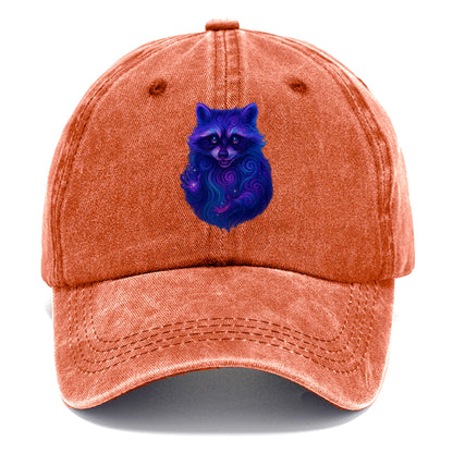 Playful raccoon with mask swirling in hypnotic patterns, neon purple and green fur - Classic Cap - Terracotta Clay(Orange)