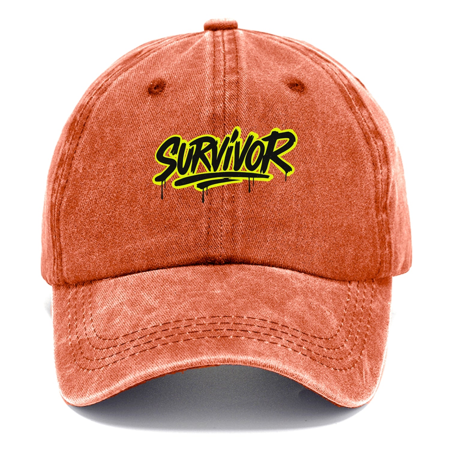 Bold typography design - "SURVIVOR" - overcomer, still standing, made it through - Classic Cap - Terracotta Clay(Orange)