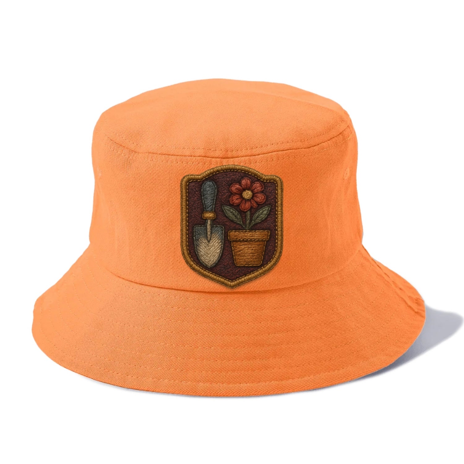 Garden trowel with flower pot - gardener badge - Bucket Hat - Terracotta Clay(Orange)