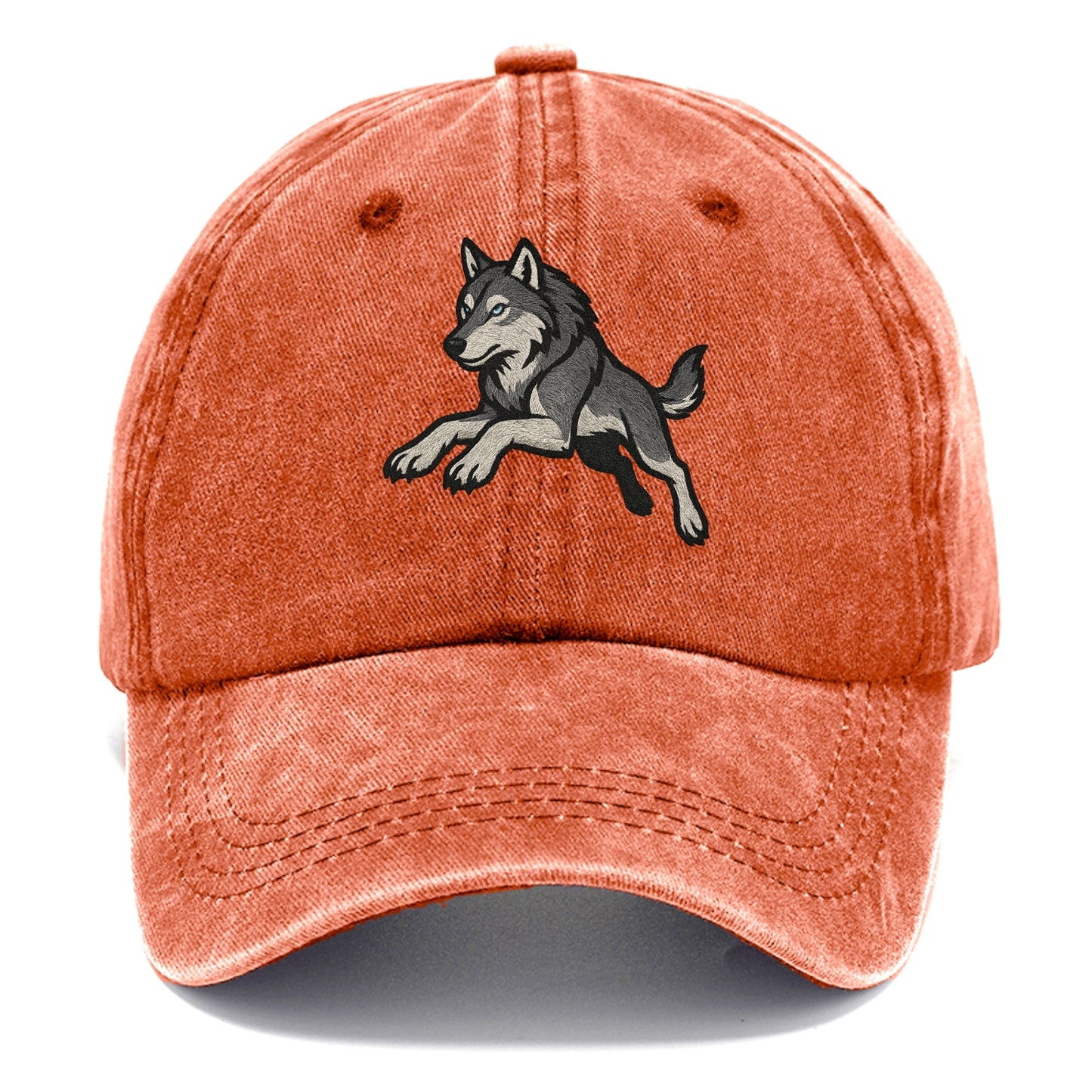Wolf Leaping Action  - Classic Cap - Terracotta Clay(Orange)