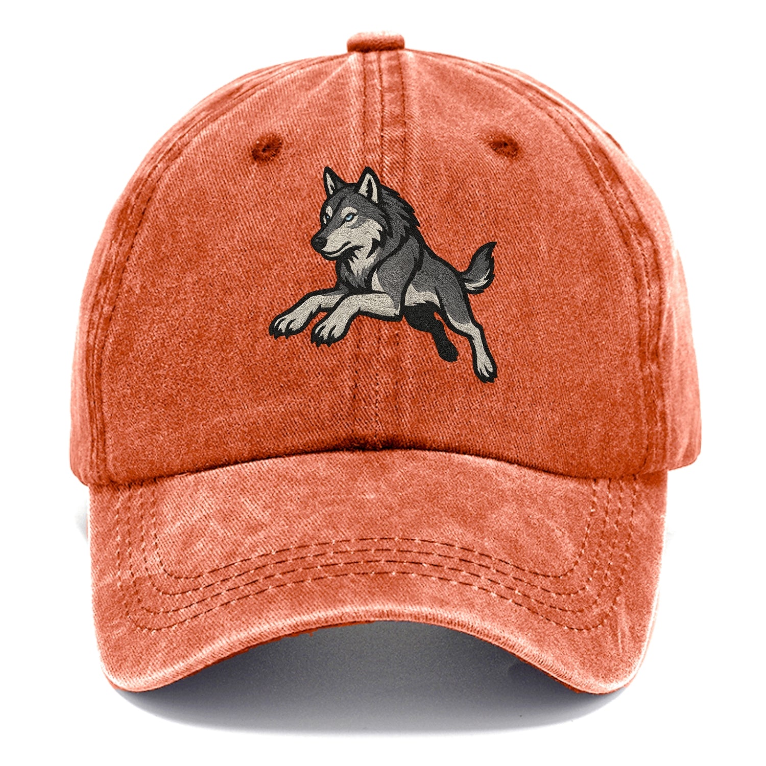 Wolf Leaping Action  - Classic Cap - Terracotta Clay(Orange)