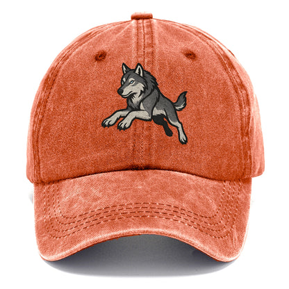 Wolf Leaping Action  - Classic Cap - Terracotta Clay(Orange)