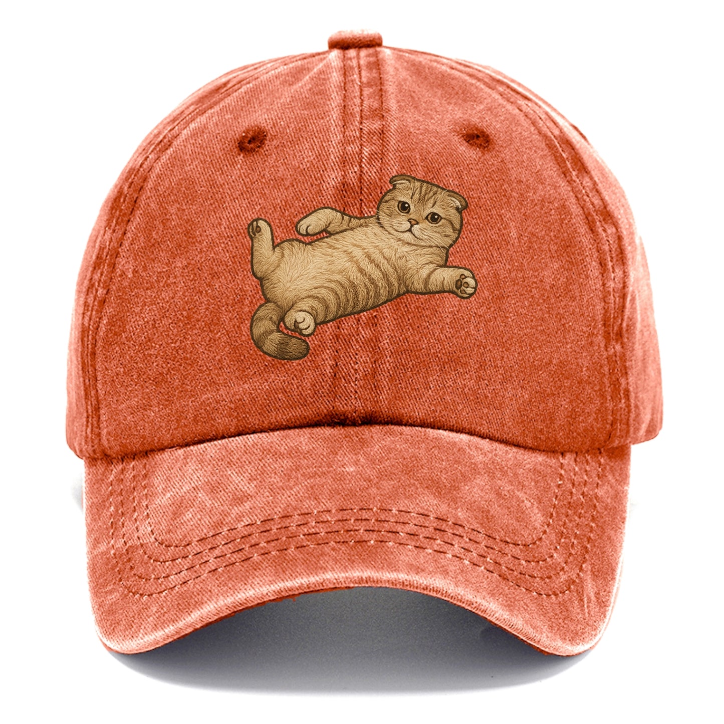 Scottish Fold  fully relaxed sprawled ou Classic Cap - Terracotta Clay(Orange)