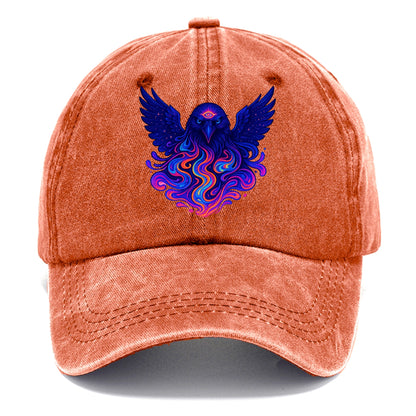 Mysterious raven with feathers showing future visions in neon colors, wings spread - Classic Cap - Terracotta Clay(Orange)