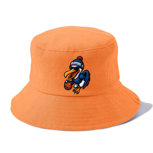 Los Angeles Pelican wearing Clippers beanie with sailboat patch and wayfarer sunglasses - Bucket Hat