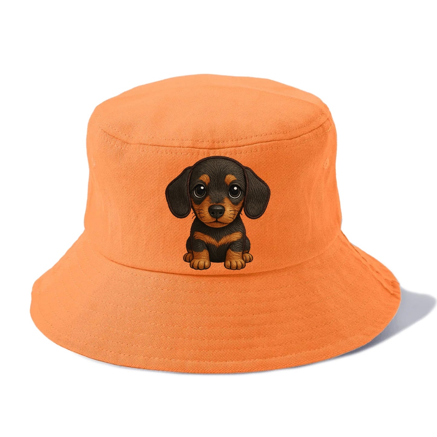 Baby Dachshund Puppy - long body, short legs, floppy ears, curious eyes, front-facing, - Bucket Hat - Terracotta Clay(Orange)