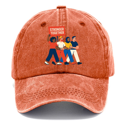 Peaceful protesters marching with linked arms - "Stronger Together" - solidarity - Classic Cap - Terracotta Clay(Orange)
