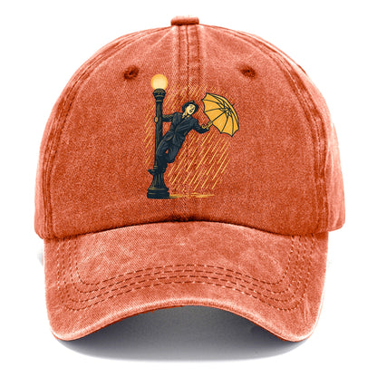 joyful dancing on lamppost in heavy rain with big smile - Classic Cap - Terracotta Clay(Orange)