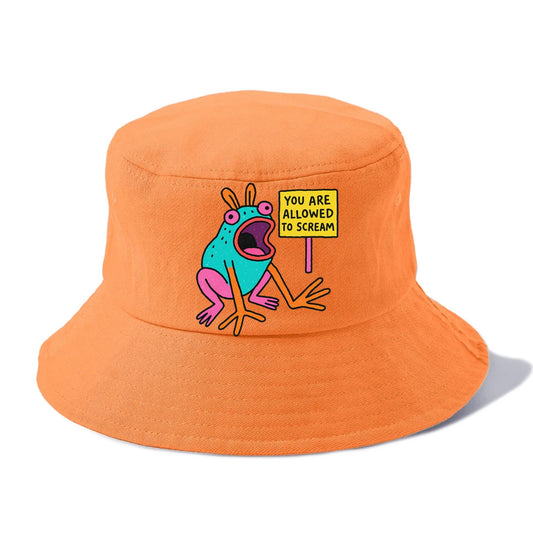 YOU ARE ALLOWED TO SCREAM | Open-mouthed frog mid-scream - Bucket Hat - Terracotta Clay(Orange)