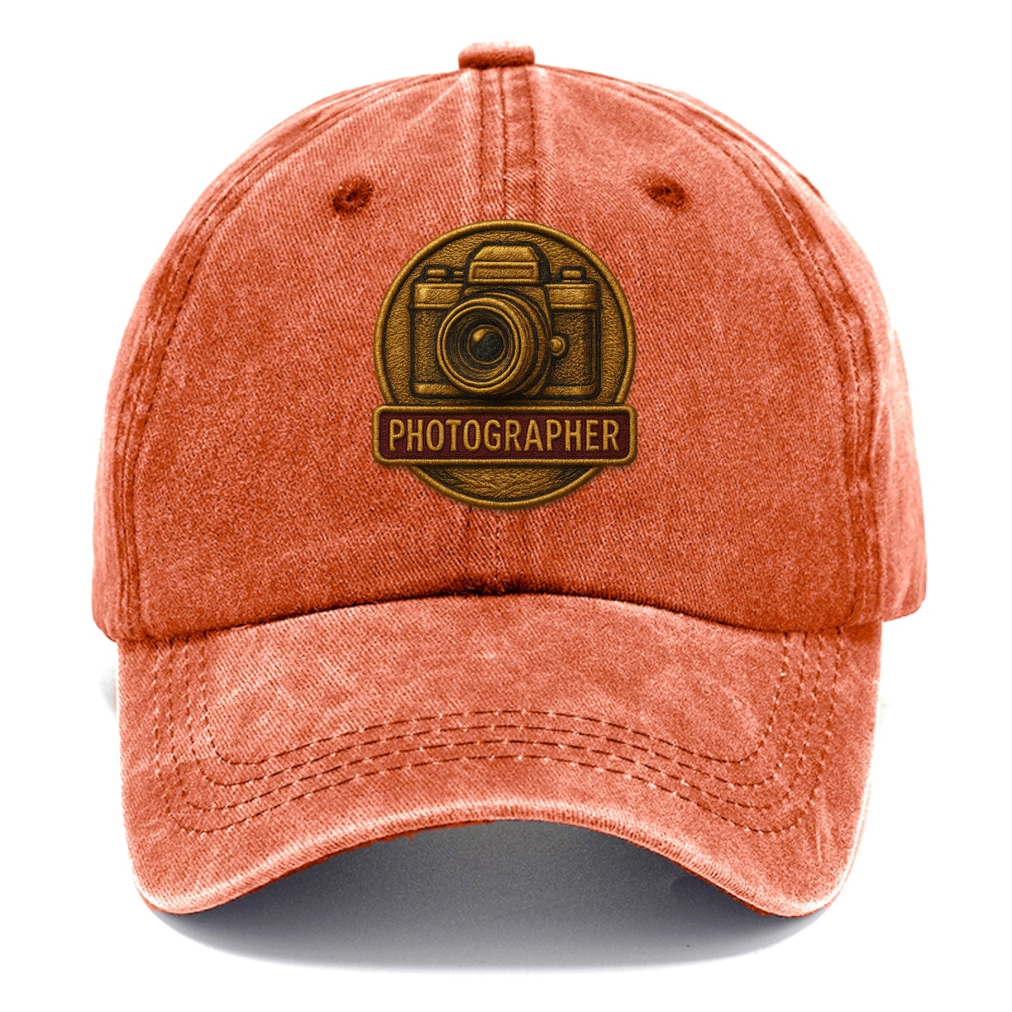 Camera with vintage lens - photographer badge - Classic Cap - Terracotta Clay(Orange)