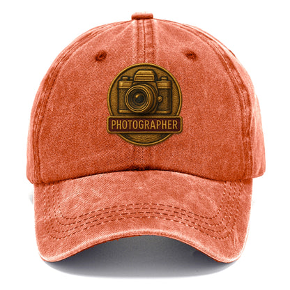 Camera with vintage lens - photographer badge - Classic Cap - Terracotta Clay(Orange)