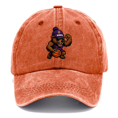 California Grizzly wearing Kings beanie with royal scepter patch and wayfarer - Classic Cap - Terracotta Clay(Orange)