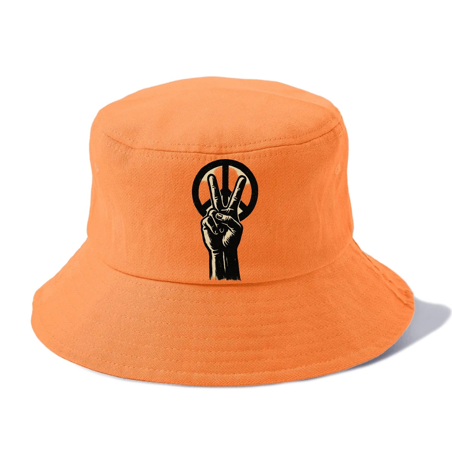 Peace sign hand gesture - anti-war movement ink brushstrokes - Bucket Hat - Terracotta Clay(Orange)