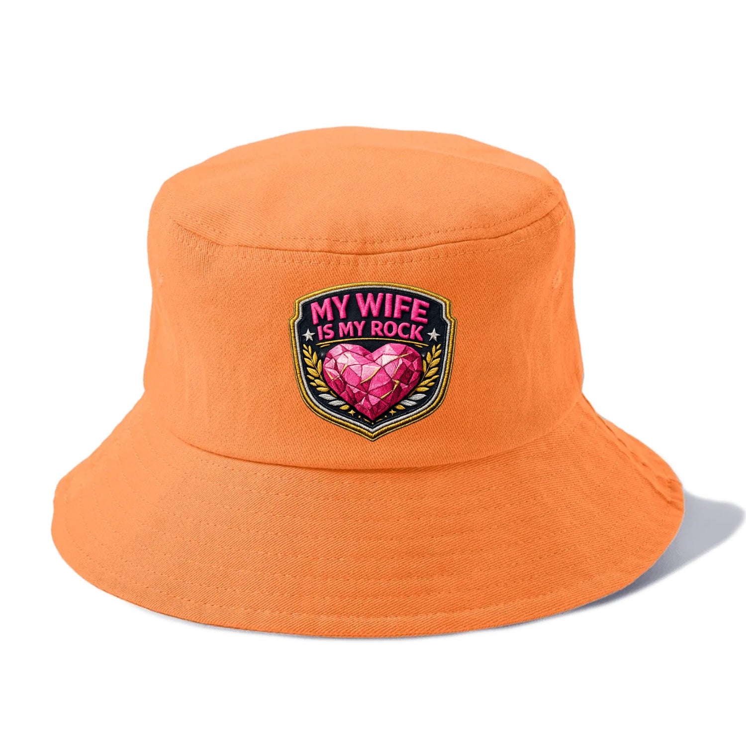 MY WIFE IS MY ROCK - pink rock heart - pink - solid wife - Bucket Hat - Terracotta Clay(Orange)