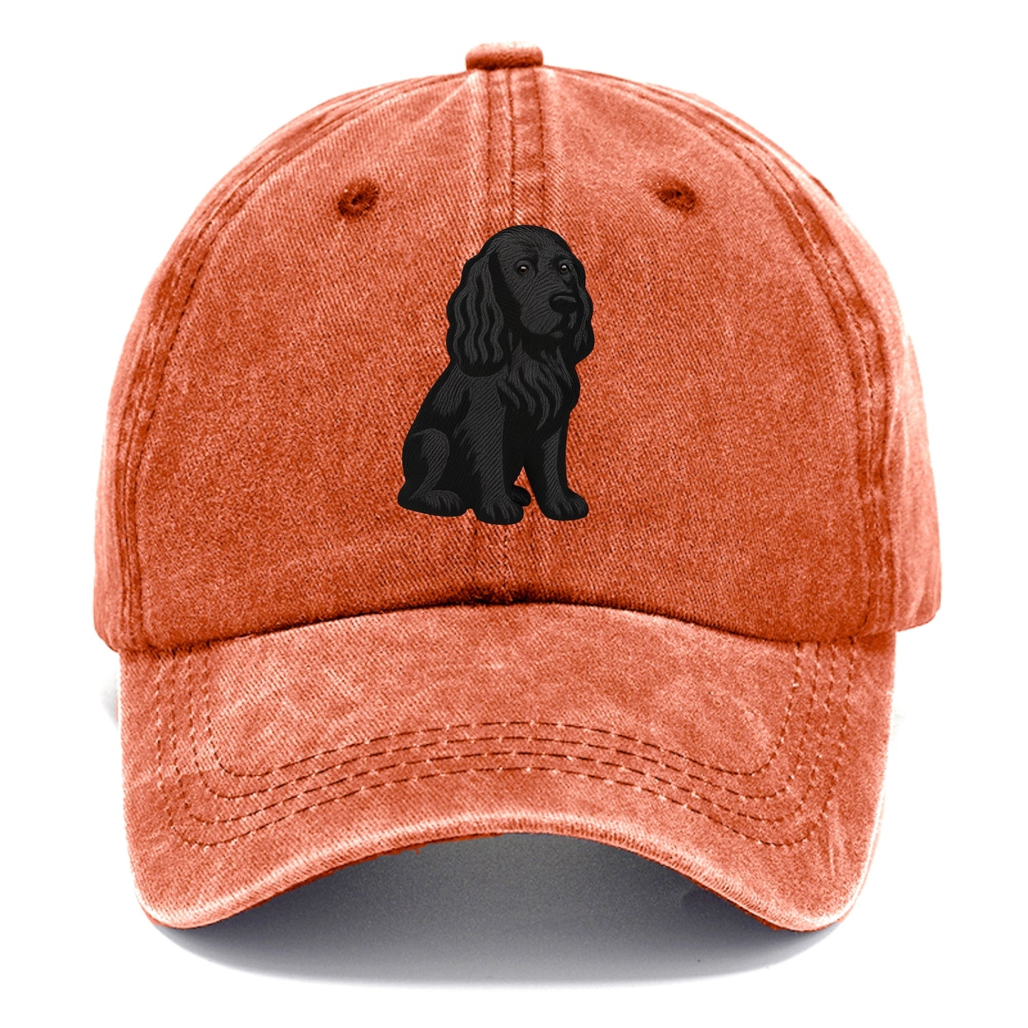 Field Spaniel - Black silky coat embroidered pose - Classic Cap - Terracotta Clay(Orange)