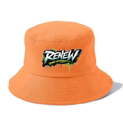 Bold typography design - "RENEW" - starting fresh, regenerating - Bucket Hat - Terracotta Clay(Orange)