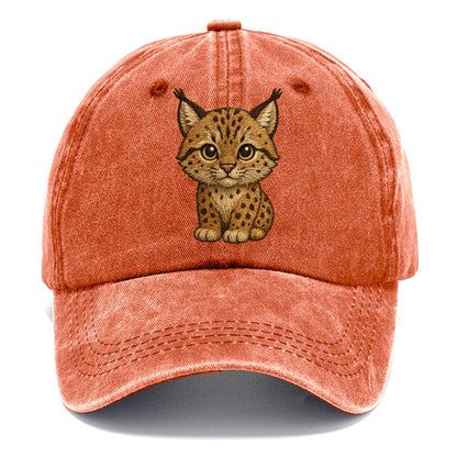 Baby Lynx Cub - tufted ears, spotted fur, golden eyes, front-facing, wild baby - Classic Cap - Terracotta Clay(Orange)