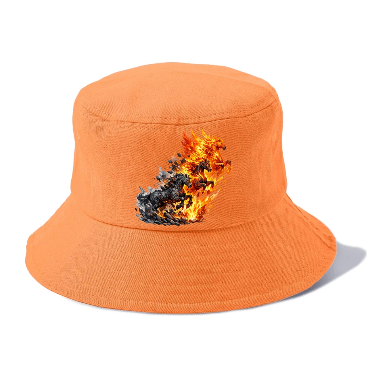 INFERNO STALLION | Horse made entirely of living flames | Blazing mane and tail | Fire - Bucket Hat - Terracotta Clay(Orange)
