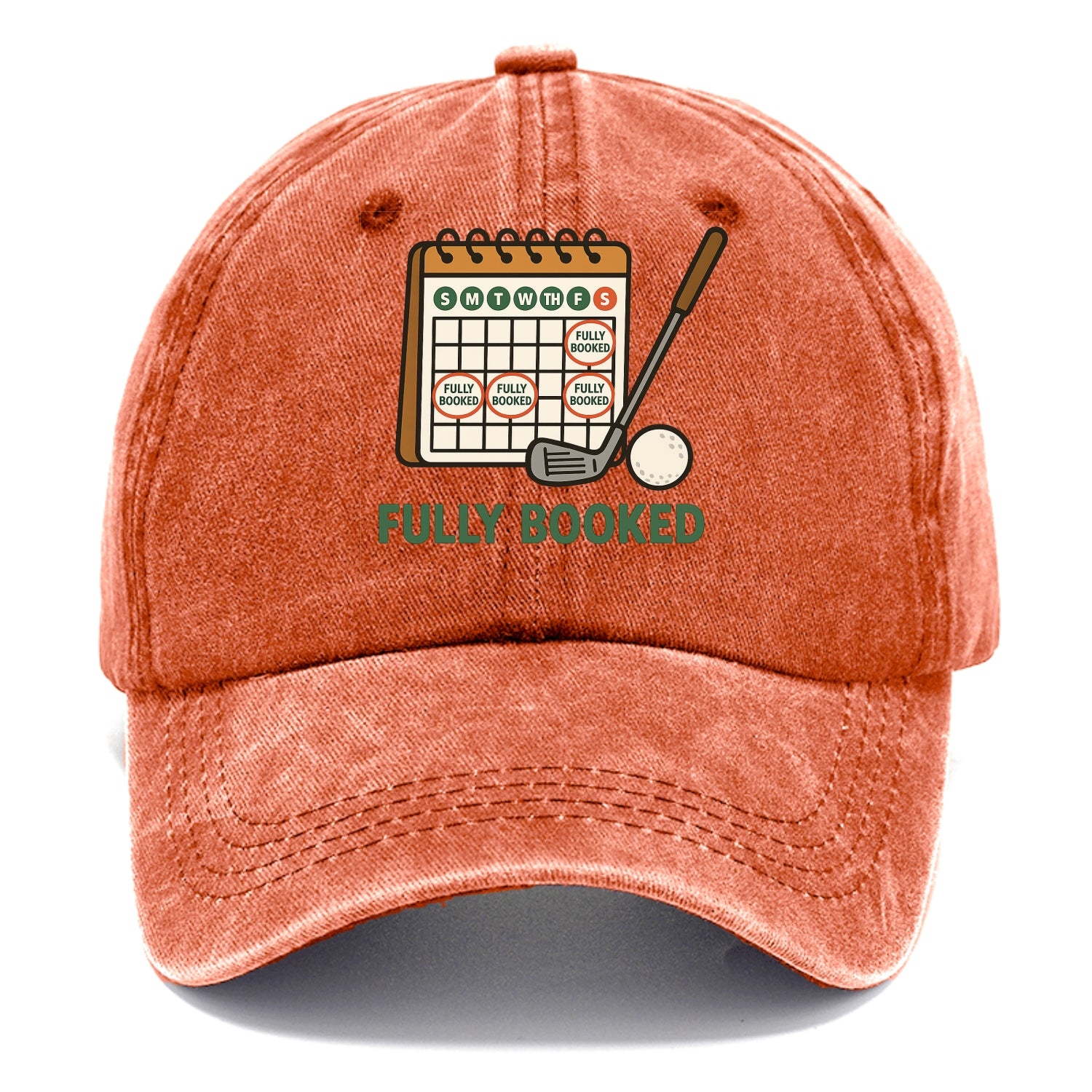 Calendar with every weekend marked for golf - "Fully Booked" - golf obsession - Classic Cap - Terracotta Clay(Orange)