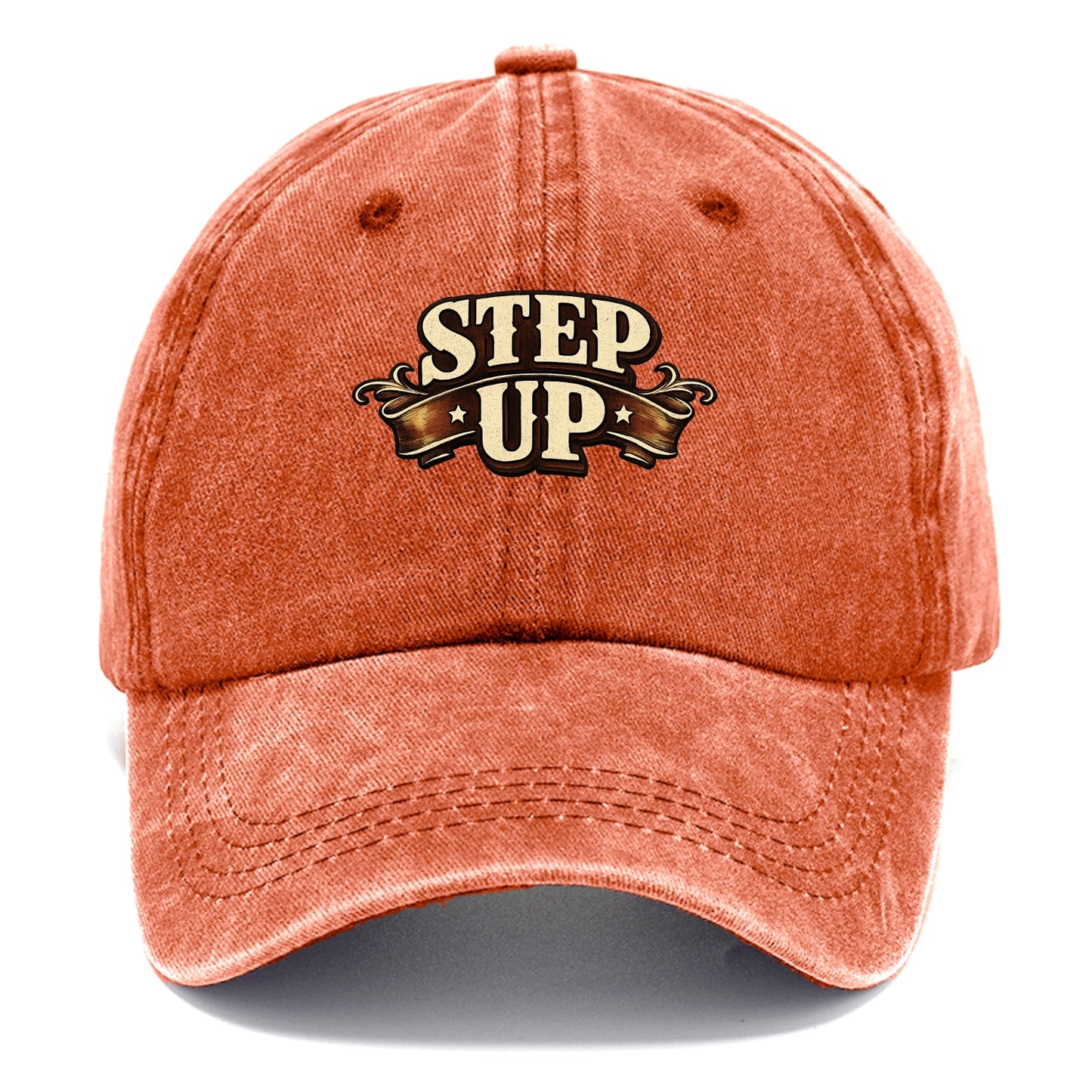 Bold typography design - "STEP UP" - rise to occasion, take charge - Classic Cap - Terracotta Clay(Orange)