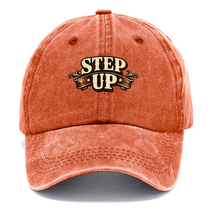 Bold typography design - "STEP UP" - rise to occasion, take charge - Classic Cap - Terracotta Clay(Orange)