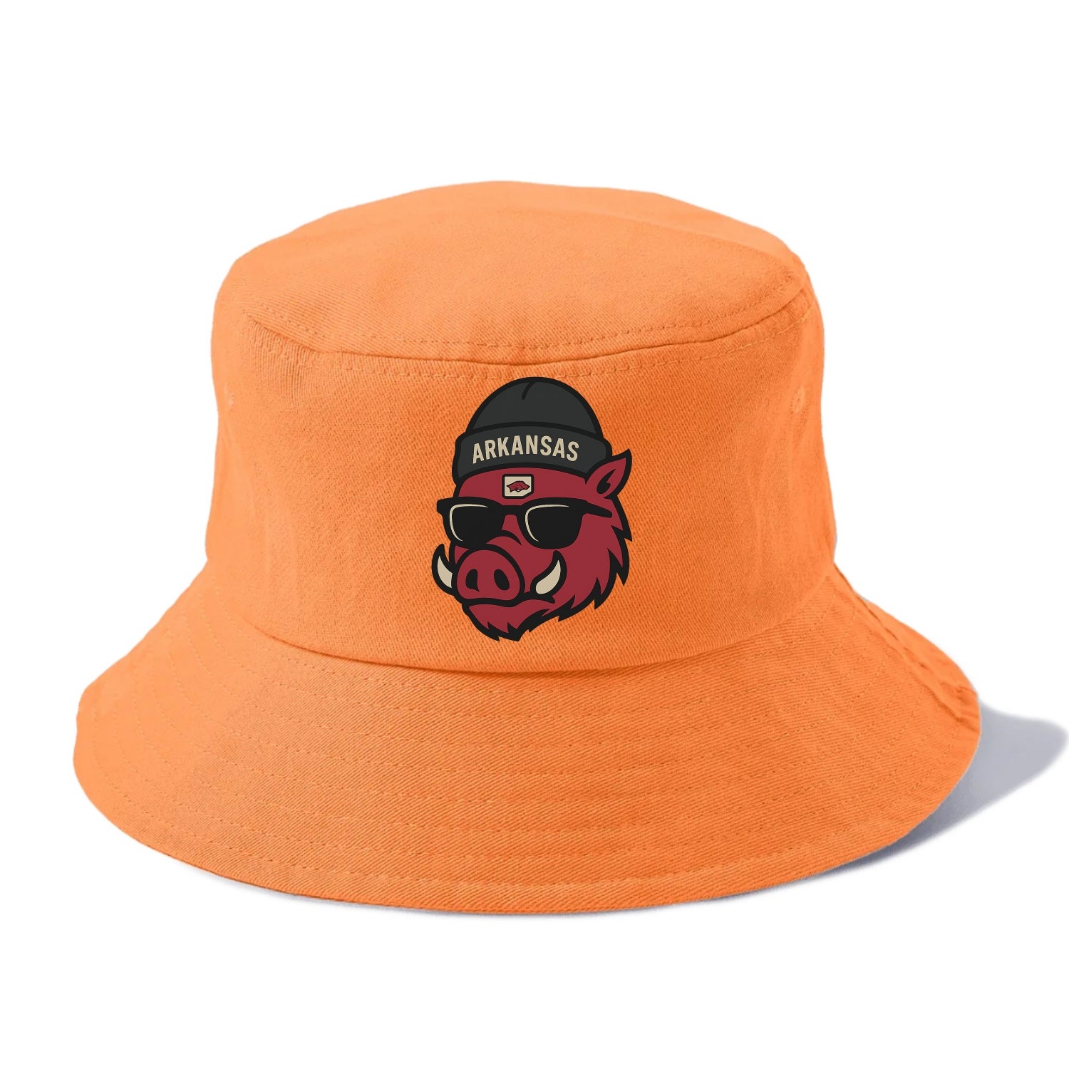 Fayetteville Razorback wearing Arkansas beanie with hog patch - Bucket Hat - Terracotta Clay(Orange)