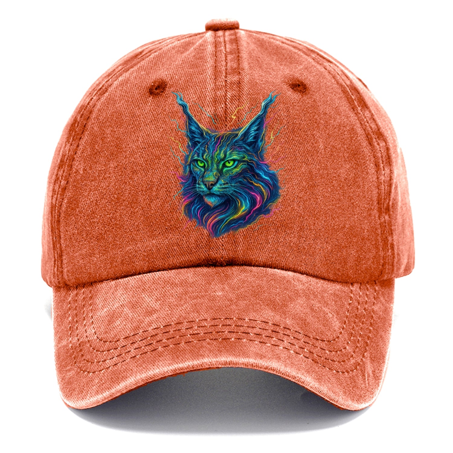 Wild lynx with ear tufts transforming into liquid mercury flows, silver and gold - Classic Cap - Terracotta Clay(Orange)