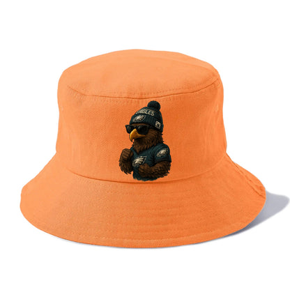 Philly Hawk wearing Eagles beanie with Rocky patch and wayfarer sunglasses - Bucket Hat - Terracotta Clay(Orange)