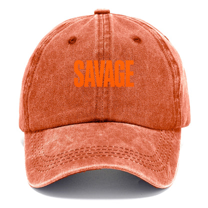Bold typography design - "SAVAGE" - fierce attitude, taking no prisoners - Classic Cap - Terracotta Clay(Orange)