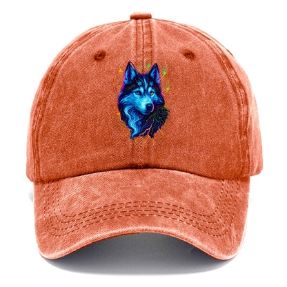 Siberian husky with ice-crystal flowing patterns, electric blue and white swirls, - Classic Cap - Terracotta Clay(Orange)