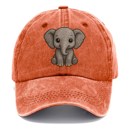 Baby Elephant - gray wrinkly, tiny trunk, large floppy ears, kind dark eyes, - Classic Cap - Terracotta Clay(Orange)