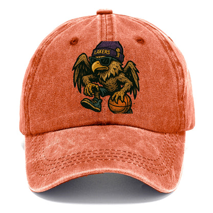 Los Angeles Golden Eagle wearing Lakers beanie with trophy patch and wayfarer - Classic Cap - Terracotta Clay(Orange)