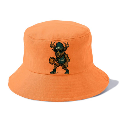 Salt Lake Elk wearing Jazz beanie with saxophone patch and wayfarer sunglasses - Bucket Hat - Terracotta Clay(Orange)