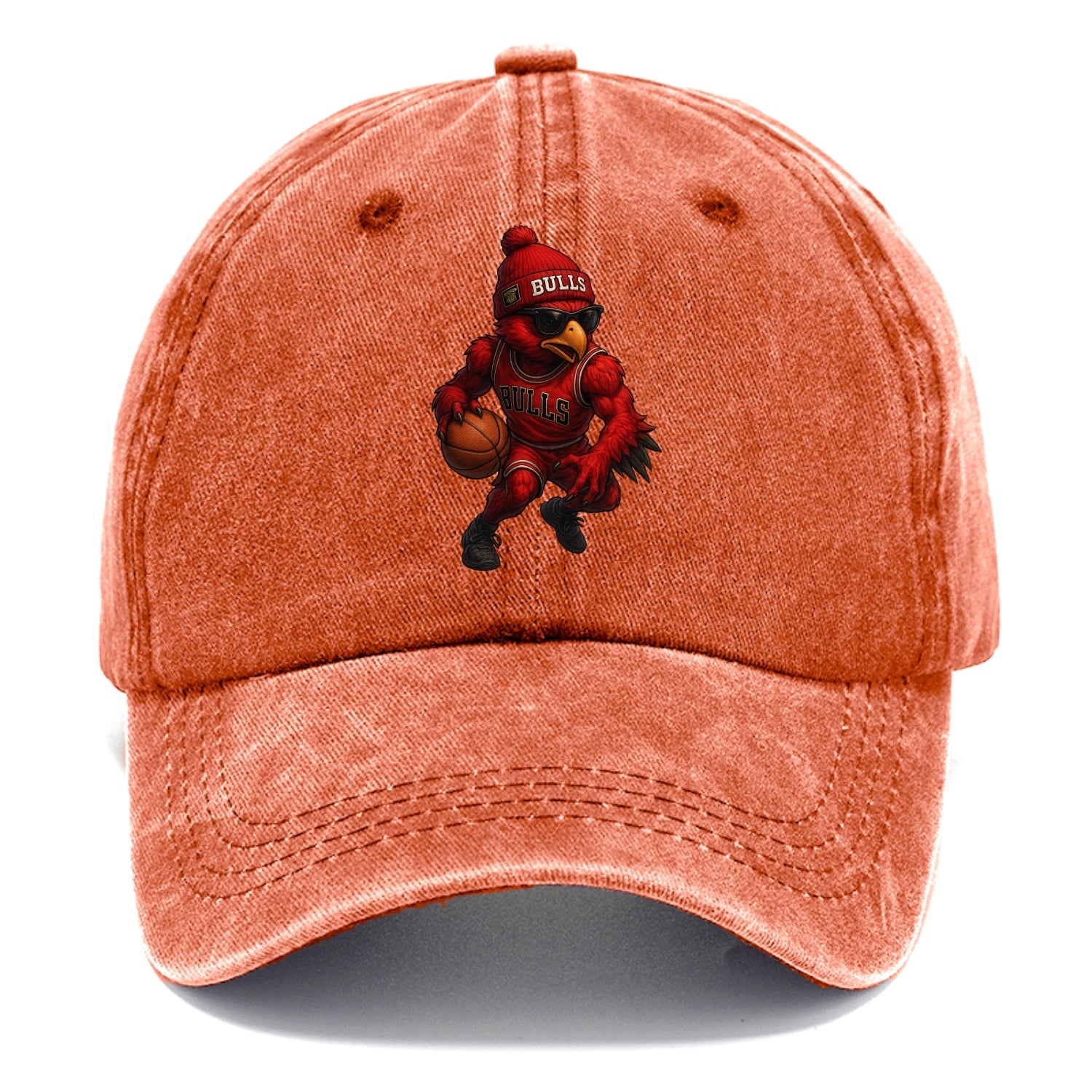 Windy City Hawk wearing Bulls beanie with six rings patch and wayfarer sunglasses - Classic Cap - Terracotta Clay(Orange)