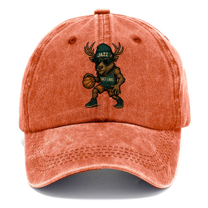 Salt Lake Elk wearing Jazz beanie with saxophone patch and wayfarer sunglasses - Classic Cap - Terracotta Clay(Orange)