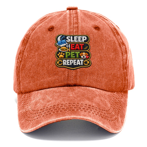 SLEEP EAT PET REPEAT - daily routine icons in multicolor , pet life - Classic Cap