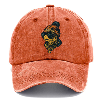 Tucson Desert Tortoise wearing Tucson beanie with pom pom and wayfarer sunglasses - Classic Cap - Terracotta Clay(Orange)