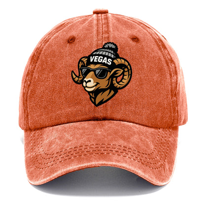 Vegas Desert Bighorn wearing Raiders silver and black beanie with pom pom and - Classic Cap - Terracotta Clay(Orange)