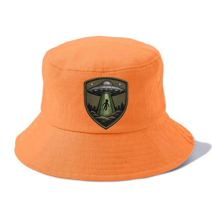 UFO ALIEN - flying saucer with beam in silver and green , extraterrestrial - Bucket Hat - Terracotta Clay(Orange)