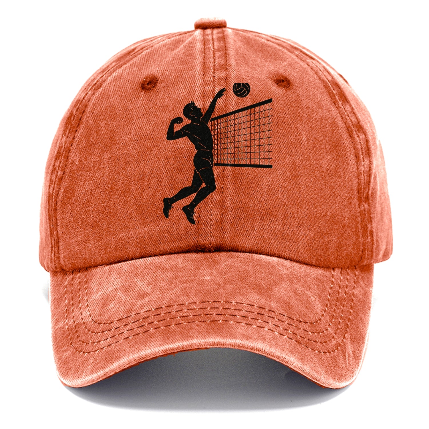Volleyball player spiking at the net - Classic Cap - Terracotta Clay(Orange)
