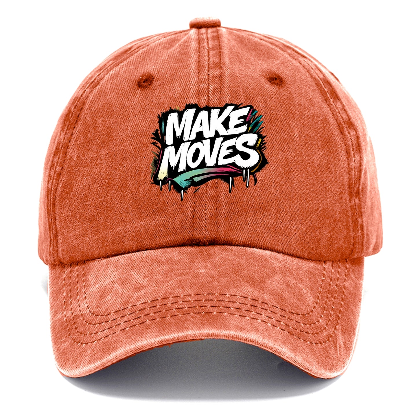 Bold typography design - "MAKE MOVES" - take action, progress forward - Classic Cap - Terracotta Clay(Orange)