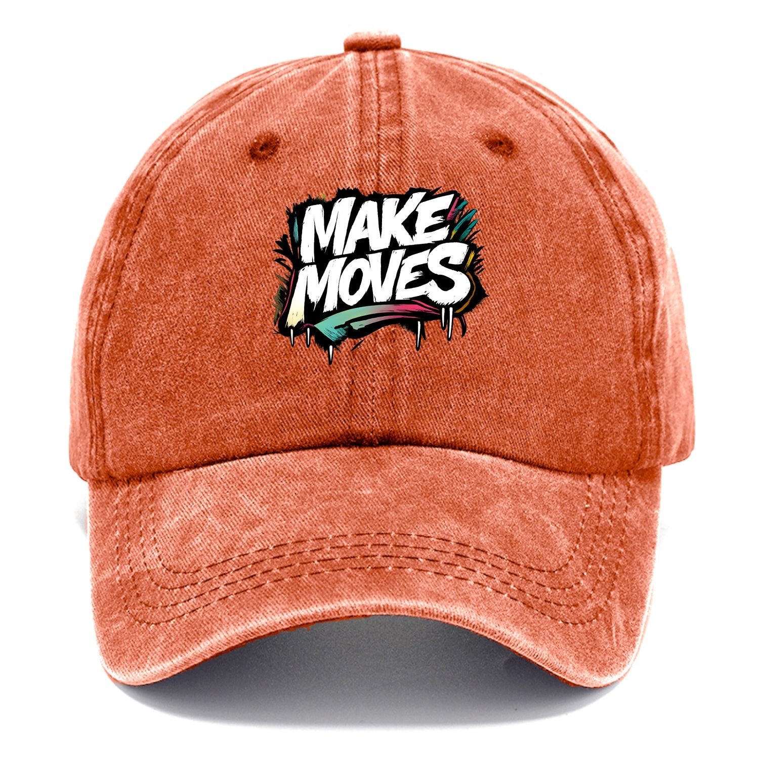 Bold typography design - "MAKE MOVES" - take action, progress forward - Classic Cap - Terracotta Clay(Orange)