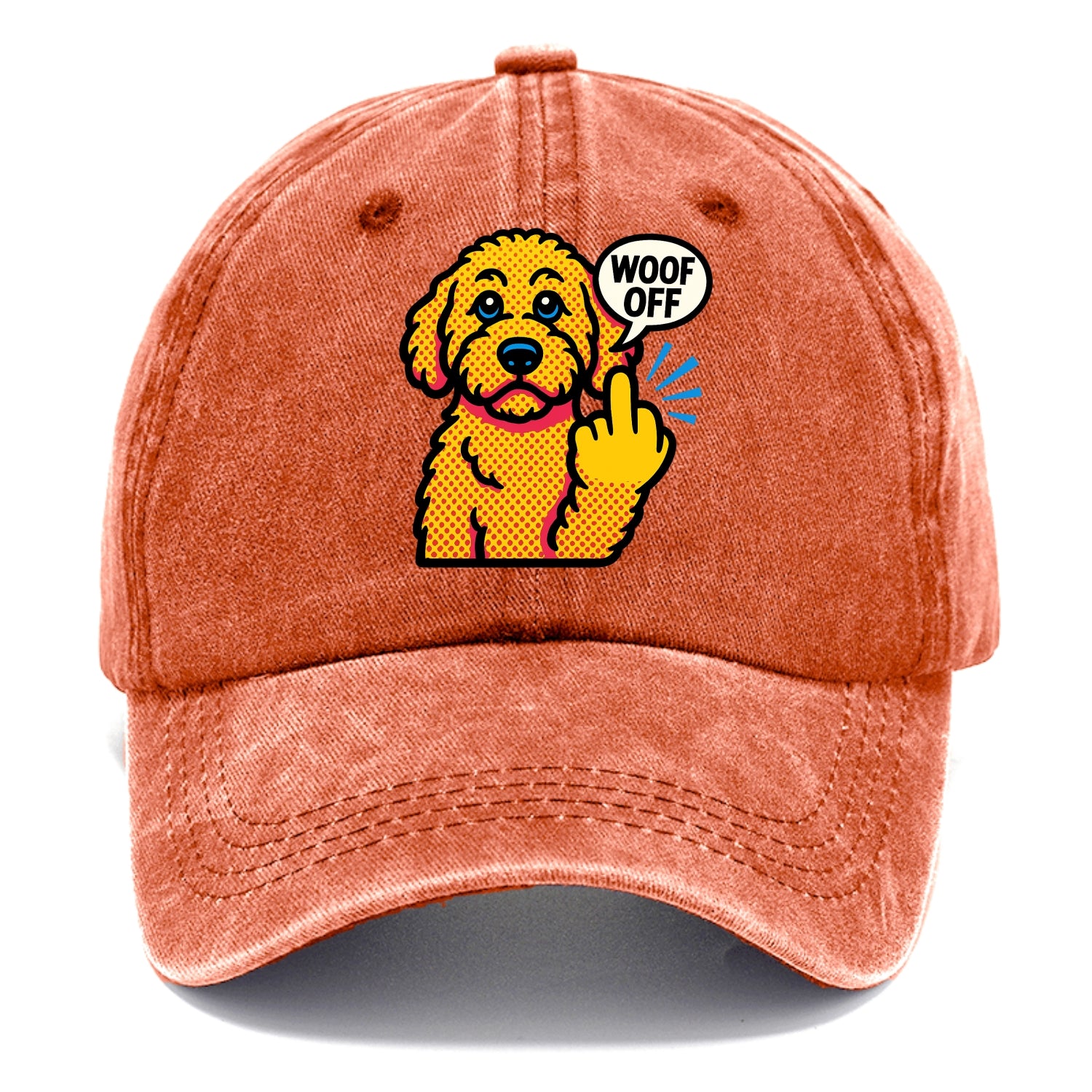 Goldendoodle with teddy bear face and curly golden coat, friendly paw flipping off - Classic Cap - Terracotta Clay(Orange)