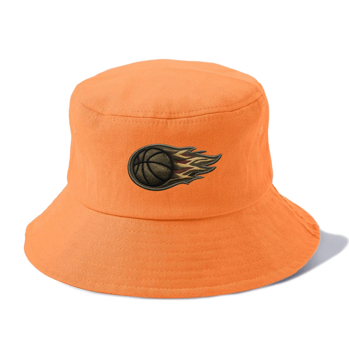Embroidered patch design - BASKETBALL FLAMING BALL - basketball with flames in orange - Bucket Hat - Terracotta Clay(Orange)
