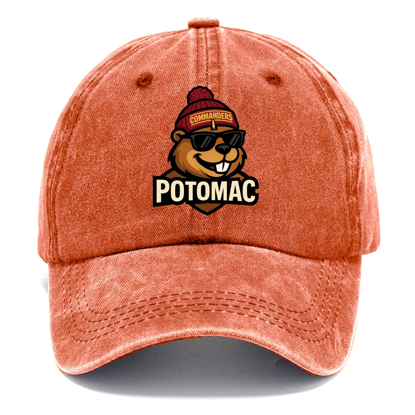 Potomac Beaver wearing Commanders beanie with monument patch and wayfarer sunglasses - Classic Cap - Terracotta Clay(Orange)