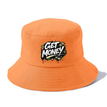Bold typography design - "GET MONEY" - pursuit of wealth, earning - Bucket Hat - Terracotta Clay(Orange)