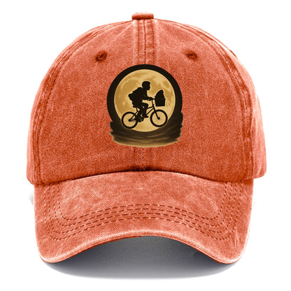boy with bicycle flying across full moon with silhouette - Classic Cap - Terracotta Clay(Orange)